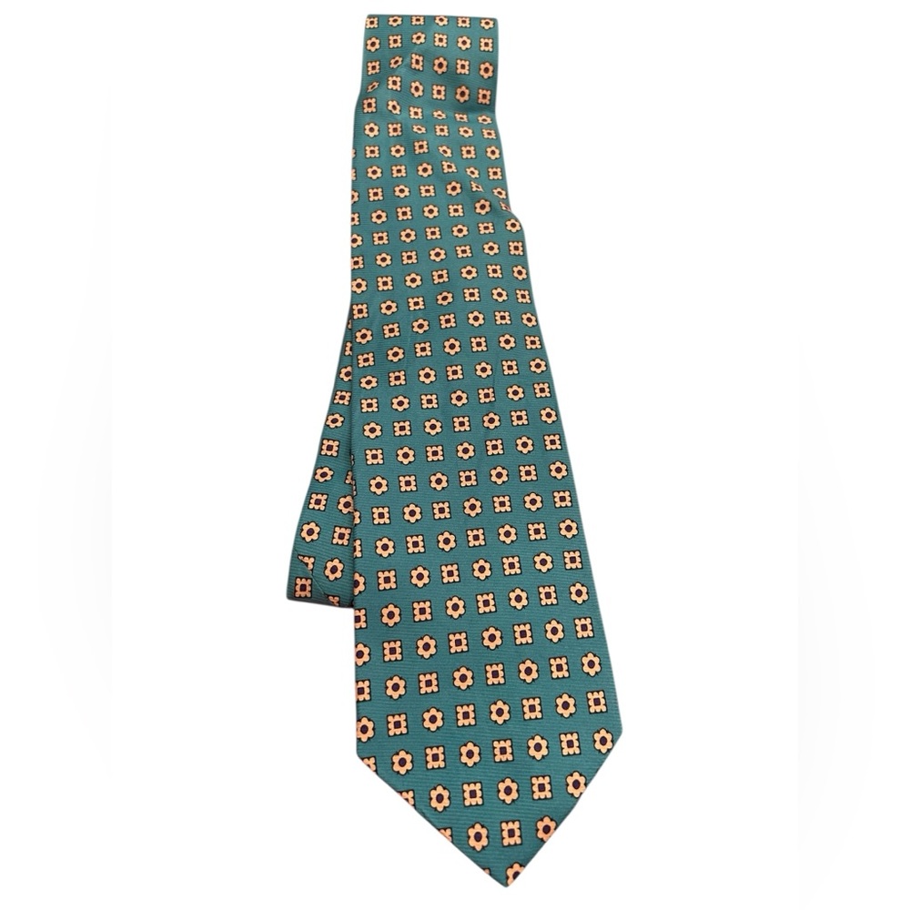 Brooks Brothers Silk Turquoise and Yellow Geometric Tie